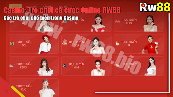 Casino RW88 đa dạng các trờ chơi